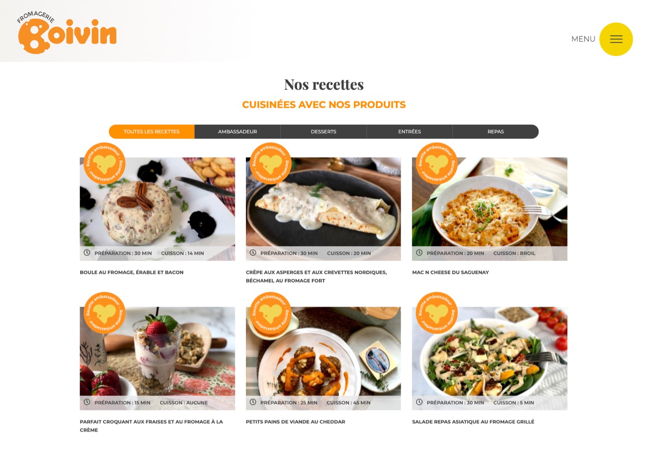 site web fromage boivin