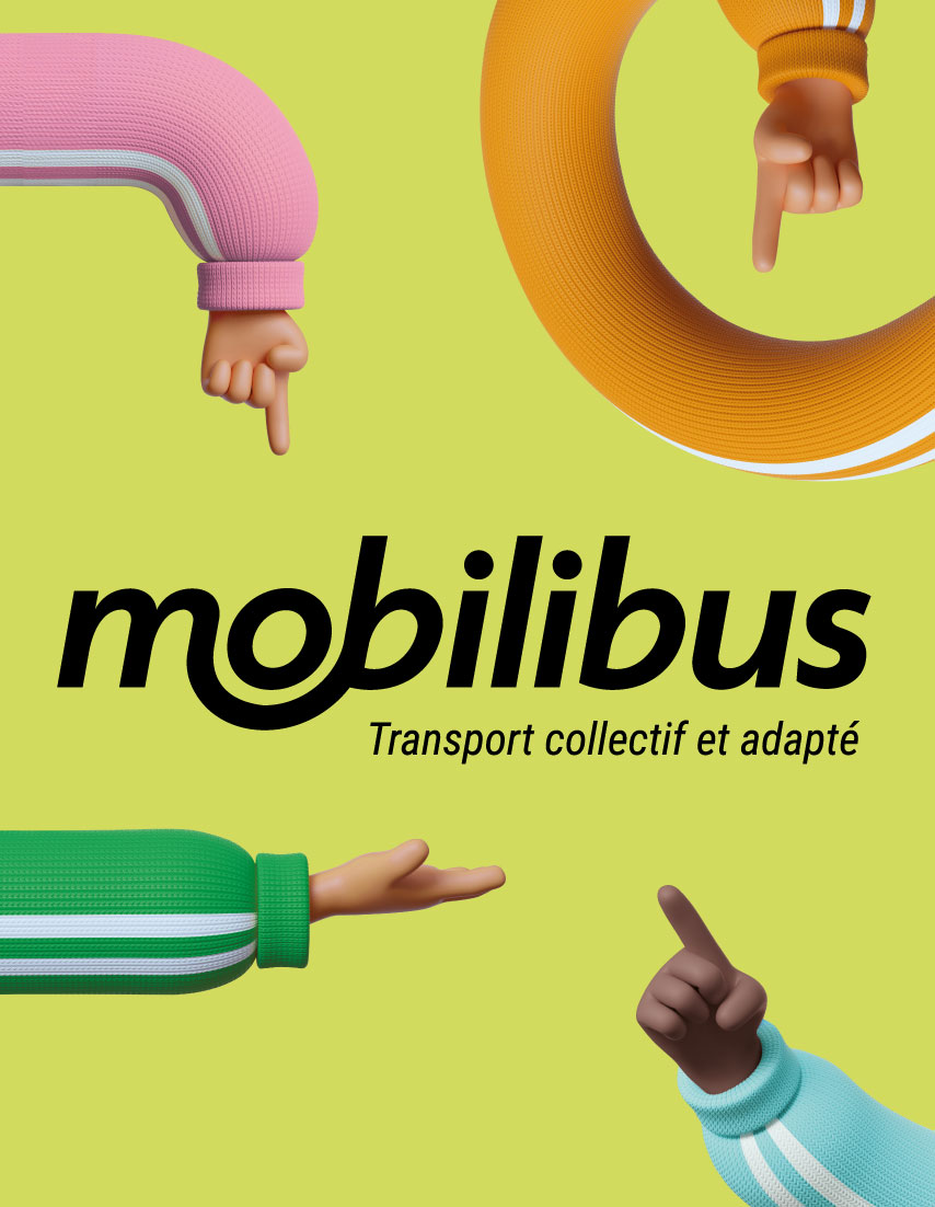 Mobilibus logo avec les bras en 3d de l'axe graphique